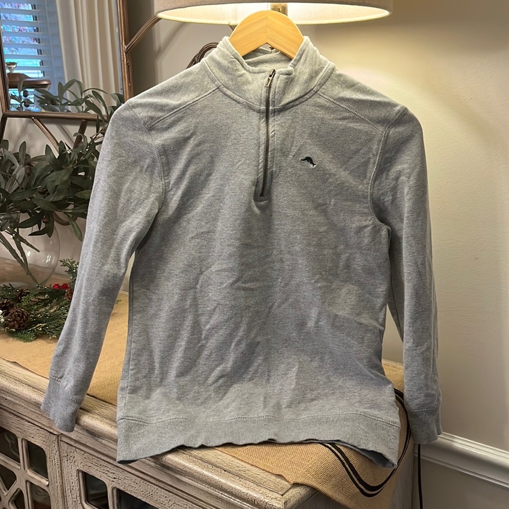 Tommy Bahama boys 1/4 zip grey long sleeve 83% cotton shirt